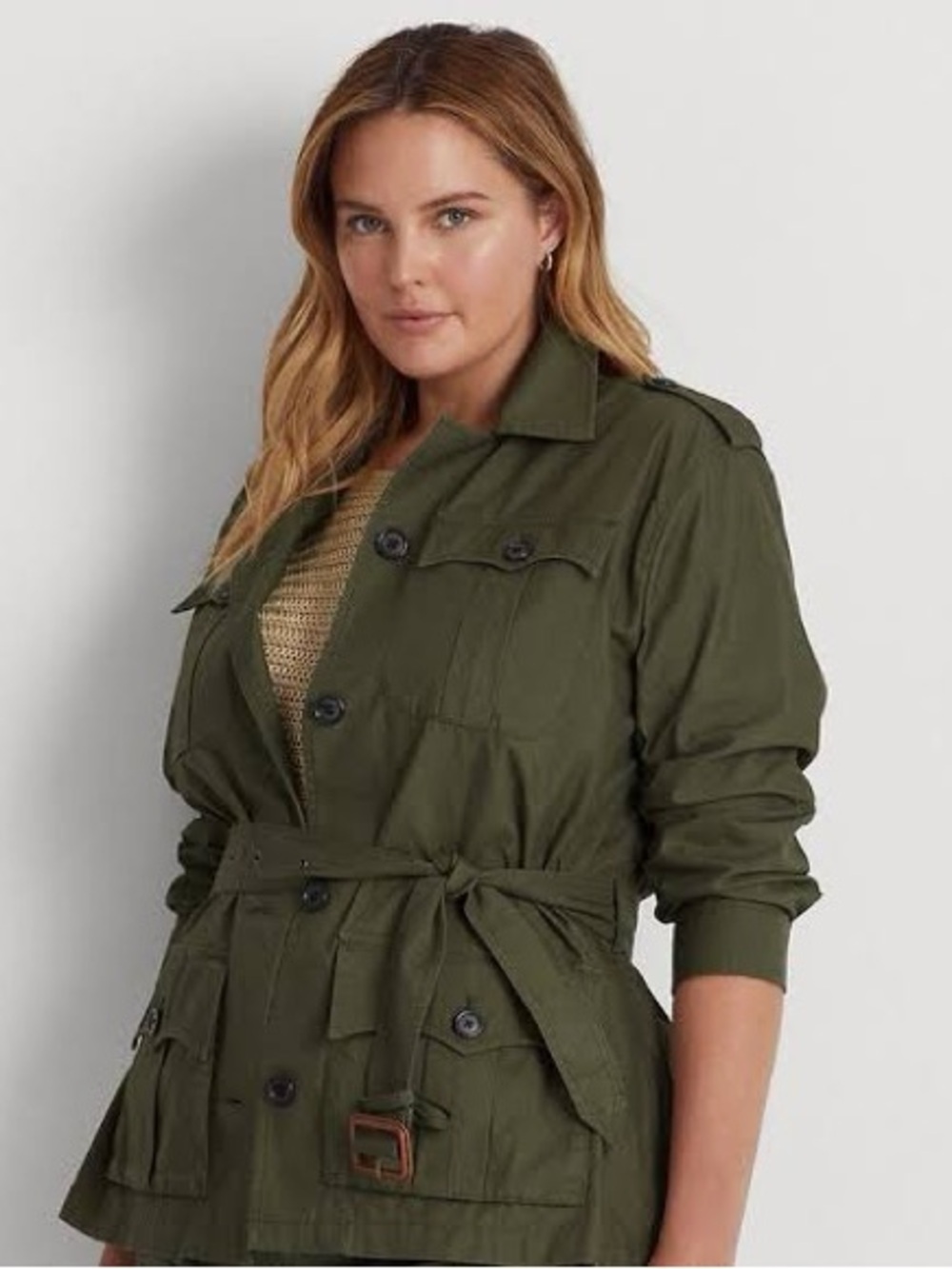 Ralph Lauren Olive Green Utility Belted Jacket - Women
